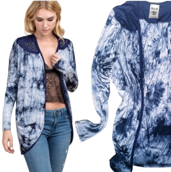Vocal Tops - VOCAL APPAREL • Navy Blue Tie Dye Cardigan
